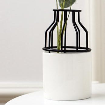 White Black Vase - Flower vase for home decor, office and gifting | Home decoration items