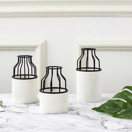 White Black Vase - Flower vase for home decor, office and gifting | Home decoration items