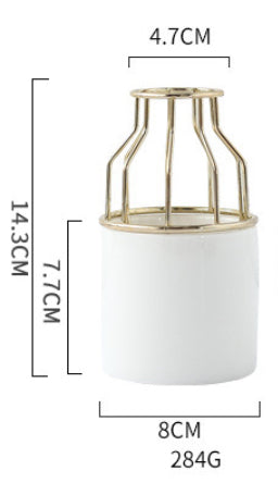White Gold Vase Large - Flower vase for home decor, office and gifting | Home decoration items