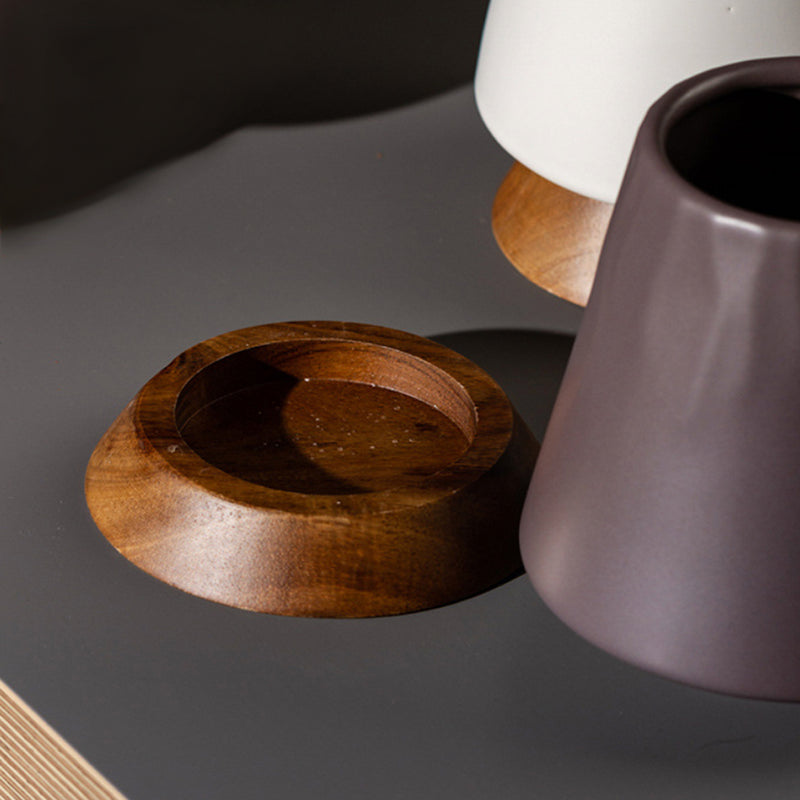 Vase With Wooden Base - Flower vase for home decor, office and gifting | Home decoration items