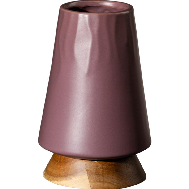 Vase With Wooden Base - Flower vase for home decor, office and gifting | Home decoration items