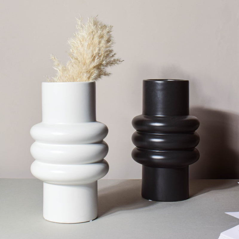 Tall Fluted Vase - Flower vase for home decor, office and gifting | Home decoration items