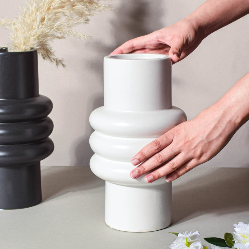 Tall Fluted Vase - Flower vase for home decor, office and gifting | Home decoration items