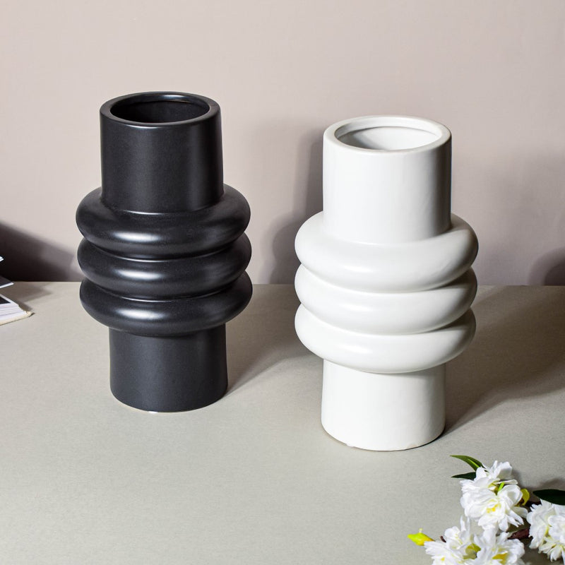 Tall Fluted Vase - Flower vase for home decor, office and gifting | Home decoration items