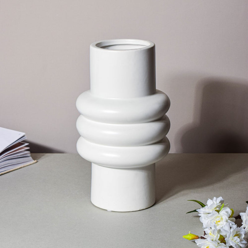 Tall Fluted Vase - Flower vase for home decor, office and gifting | Home decoration items