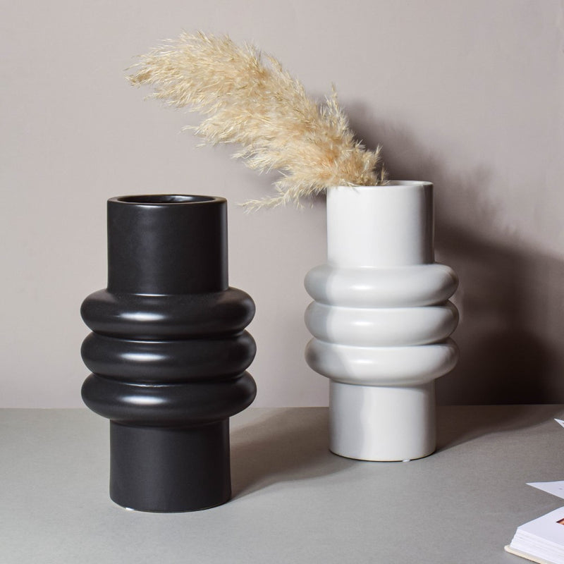 Tall Fluted Vase - Flower vase for home decor, office and gifting | Home decoration items
