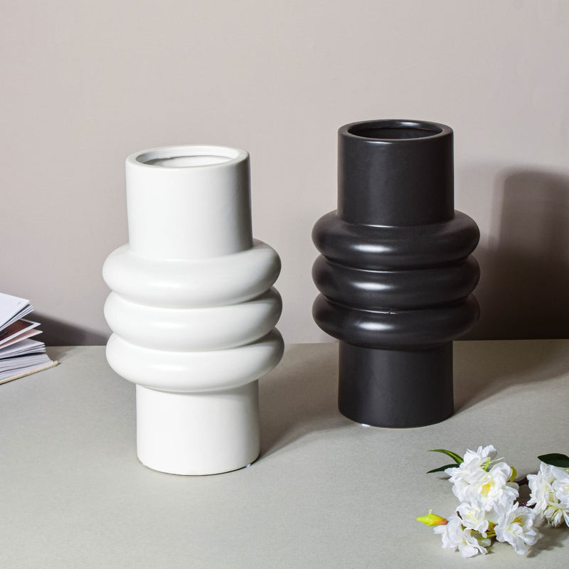 Tall Fluted Vase - Flower vase for home decor, office and gifting | Home decoration items