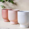 Ribbed Ceramic Vase - Flower vase for home decor, office and gifting | Home decoration items