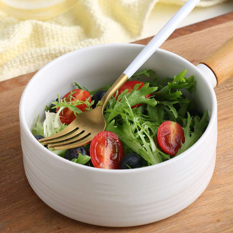 White Bowl with Handle - Serving bowls, noodle bowl, snack bowl, popcorn bowls | Bowls for dining & home decor
