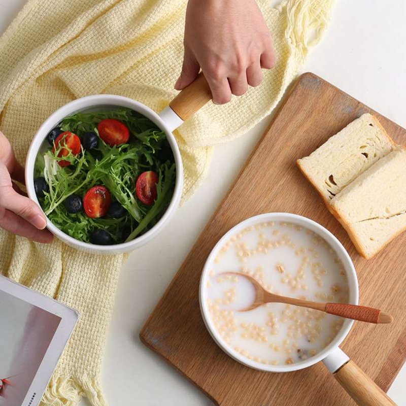 White Bowl with Handle - Serving bowls, noodle bowl, snack bowl, popcorn bowls | Bowls for dining & home decor