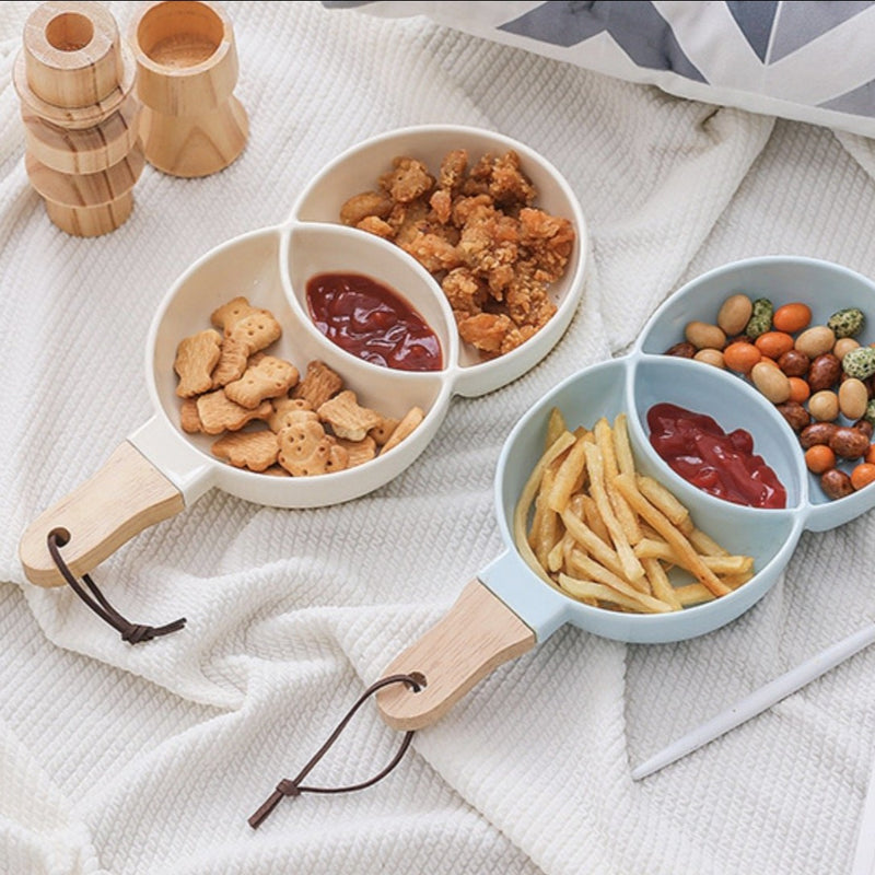 White Chip and Dip Bowl 500 ml - Bowls, serving bowls, ceramic bowls, snack serving bowls, section bowls, bowl with handle, fancy serving bowls, small serving bowls | Bowls for dining table & home decor