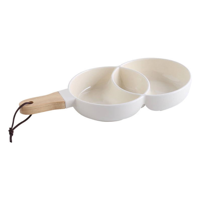 White Chip and Dip Bowl 500 ml - Bowls, serving bowls, ceramic bowls, snack serving bowls, section bowls, bowl with handle, fancy serving bowls, small serving bowls | Bowls for dining table & home decor