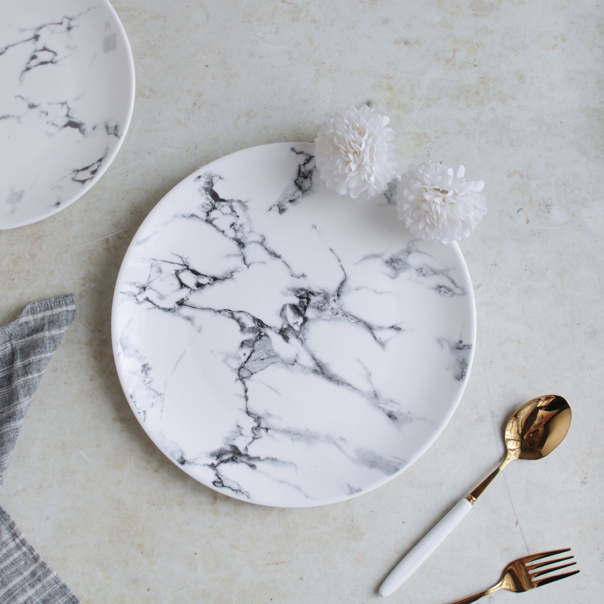 White Marble Dinner Plate