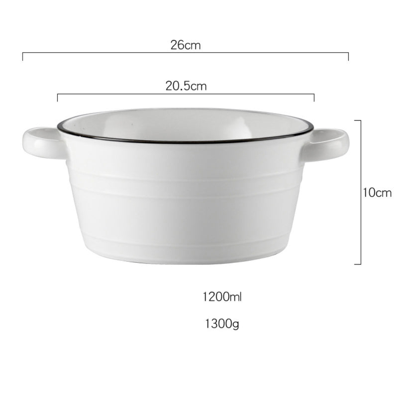 White Serving Bowl - Bowl, ceramic bowl, serving bowls, noodle bowl, salad bowls, bowl for snacks, baking bowls, large serving bowl, bowl with handle | Bowls for dining table & home decor