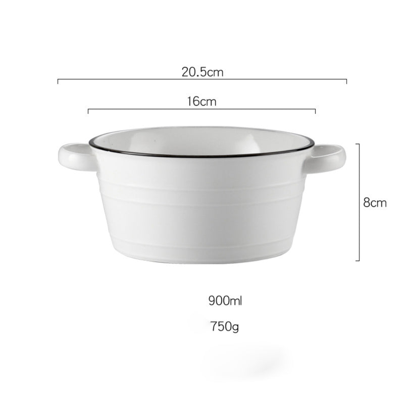 White Serving Bowl - Bowl, ceramic bowl, serving bowls, noodle bowl, salad bowls, bowl for snacks, baking bowls, large serving bowl, bowl with handle | Bowls for dining table & home decor