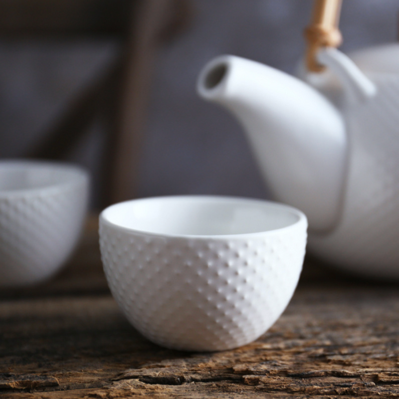 White Texture Tea set - Tea cup set, tea set, teapot set | Tea set for Dining Table & Home Decor
