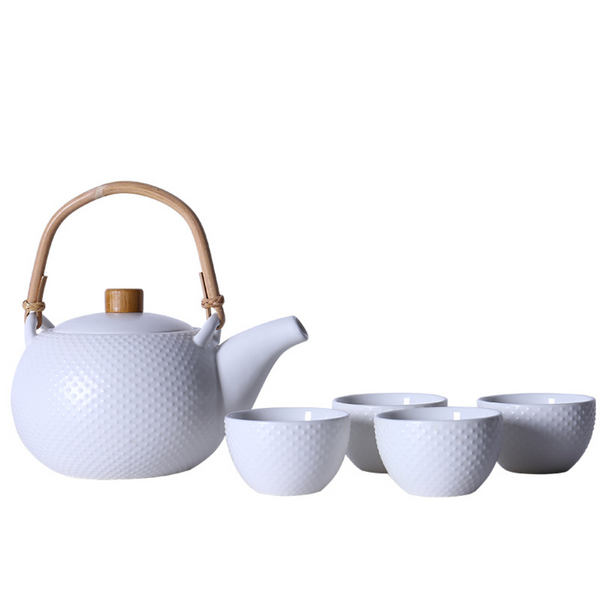 White Texture Tea set - Tea cup set, tea set, teapot set | Tea set for Dining Table & Home Decor