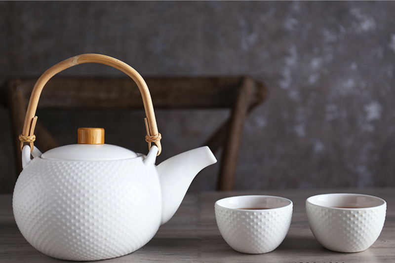 White Texture Tea set - Tea cup set, tea set, teapot set | Tea set for Dining Table & Home Decor