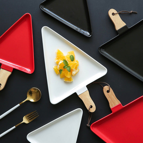 White Triangle Plate - Ceramic platter, serving platter, fruit platter | Plates for dining table & home decor