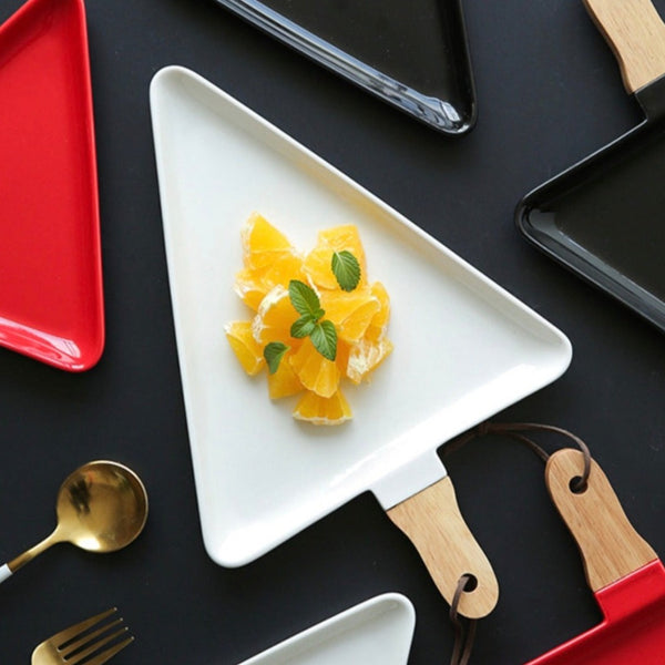 White Triangle Plate Large - Ceramic platter, serving platter, fruit platter | Plates for dining table & home decor