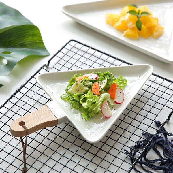 White Triangle Plate - Ceramic platter, serving platter, fruit platter | Plates for dining table & home decor