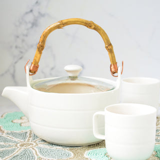 MAGNIFIQUE tea pot set - white with glass lid