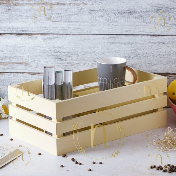 White Wooden Storage Crate - Basket | Organizer | Crate