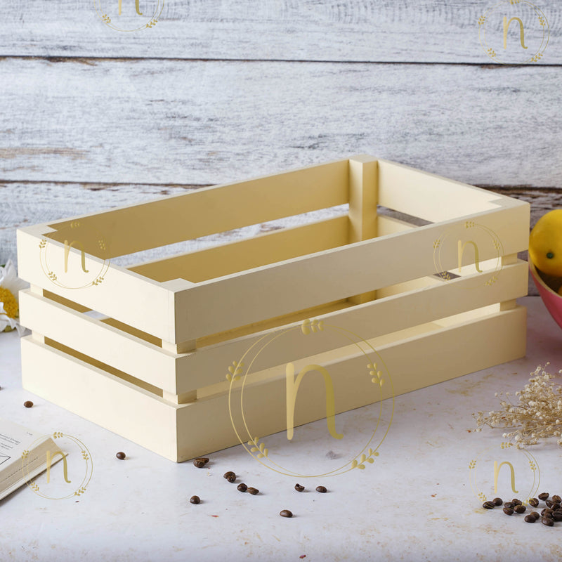 White Wooden Storage Crate - Basket | Organizer | Crate