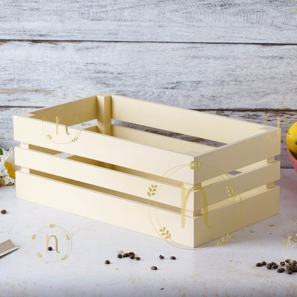White Wooden Storage Crate - Basket | Organizer | Crate