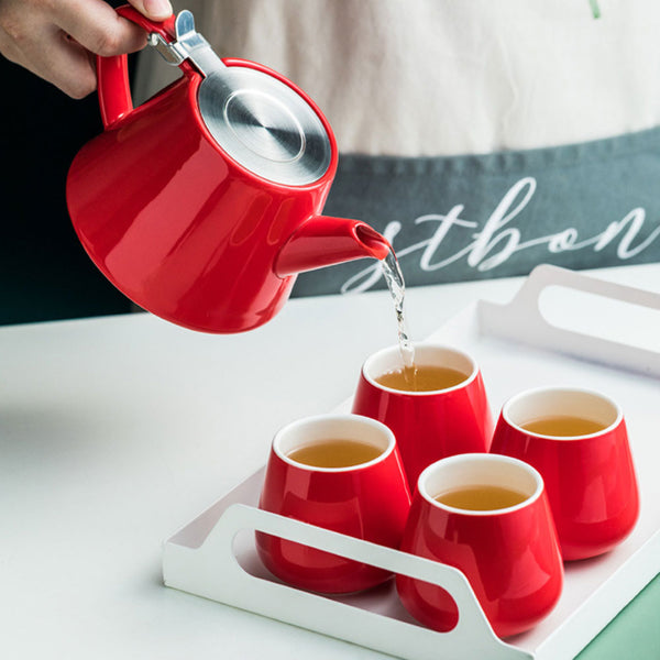 Tea Serving Set Red - Tea cup set, tea set, teapot set | Tea set for Dining Table & Home Decor