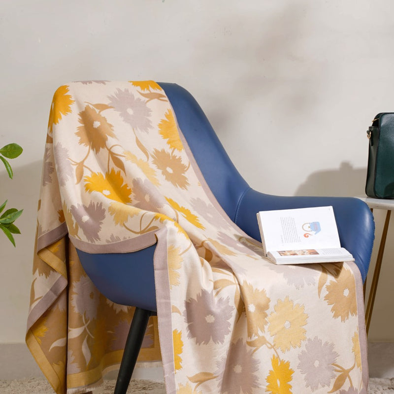 Floral Printed Winter Scarf Yellow