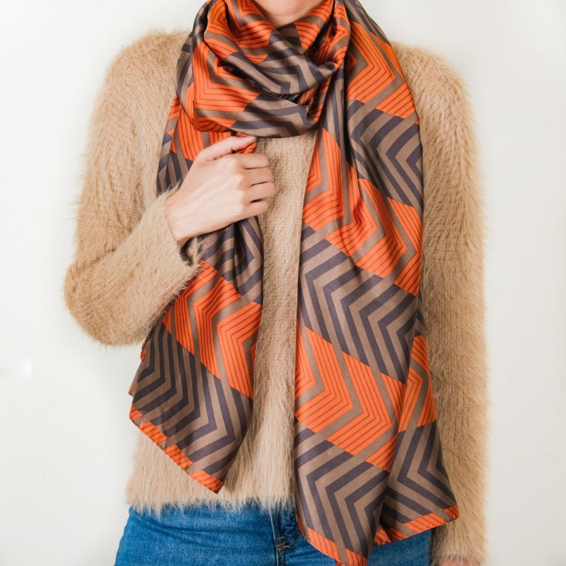 Chevron Silk Neck Scarf For Women