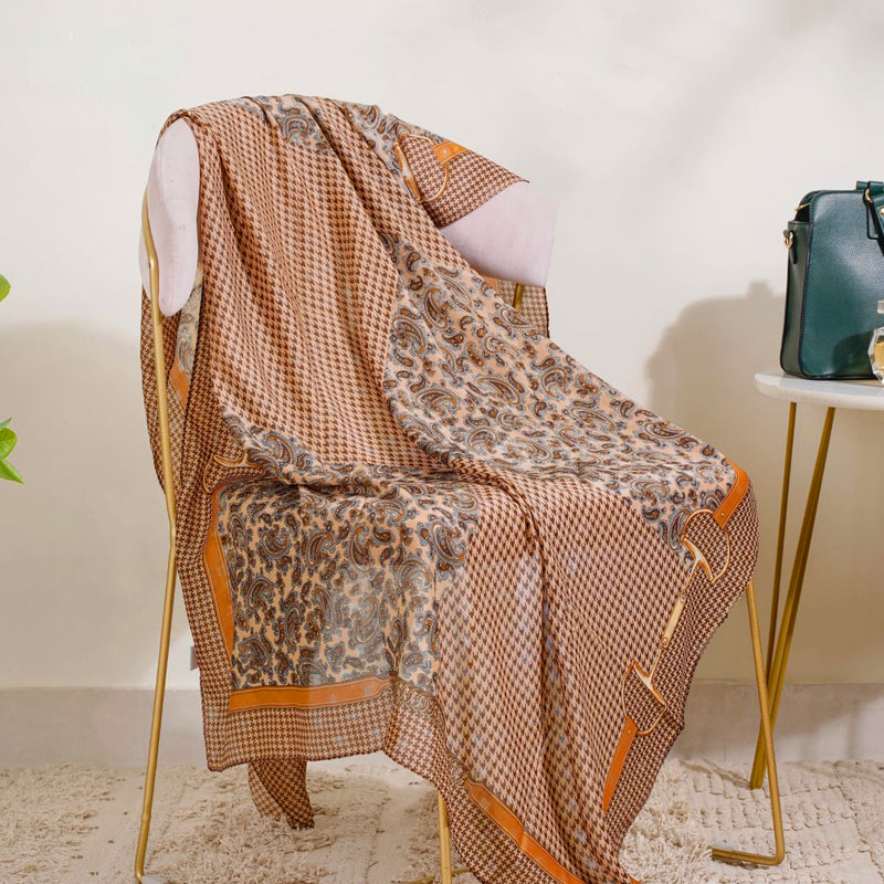 Paisley And Houndstooth Printed Winter Scarf