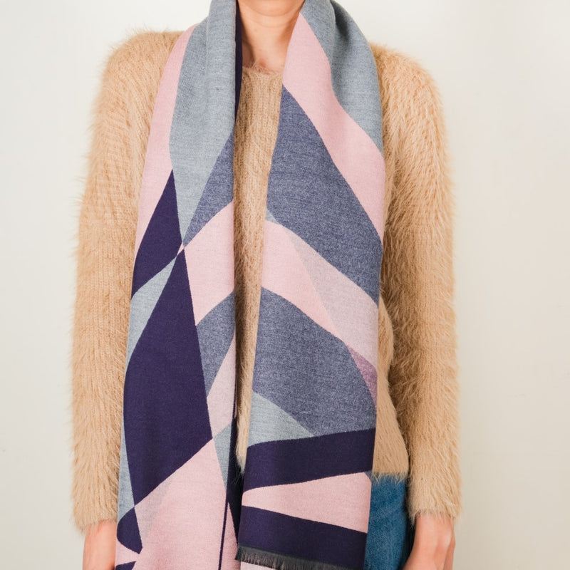Cashmere Craft Geometric Pattern Long Scarf