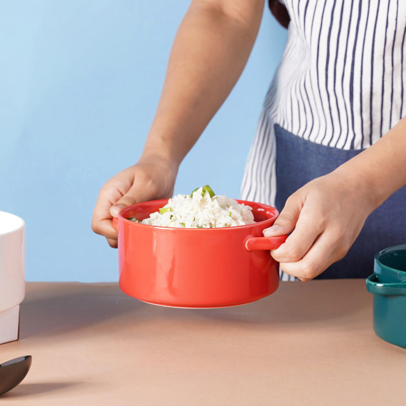 Toujours Snack Bowl With Handle 700 ml - Bowl, ceramic bowl, serving bowls, noodle bowl, salad bowls, bowl for snacks, baking bowls, large serving bowl, bowl with handle | Bowls for dining table & home decor