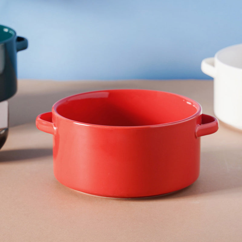 Toujours Snack Bowl With Handle 700 ml - Bowl, ceramic bowl, serving bowls, noodle bowl, salad bowls, bowl for snacks, baking bowls, large serving bowl, bowl with handle | Bowls for dining table & home decor