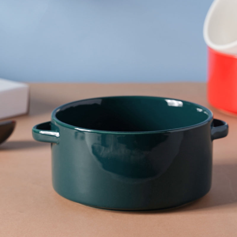 Toujours Snack Bowl With Handle 700 ml - Bowl, ceramic bowl, serving bowls, noodle bowl, salad bowls, bowl for snacks, baking bowls, large serving bowl, bowl with handle | Bowls for dining table & home decor