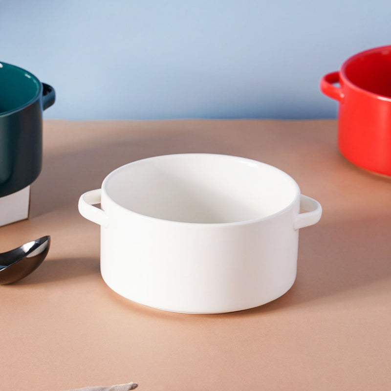 Toujours Snack Bowl With Handle 700 ml - Bowl, ceramic bowl, serving bowls, noodle bowl, salad bowls, bowl for snacks, baking bowls, large serving bowl, bowl with handle | Bowls for dining table & home decor