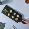 Black Long Serving Platter With Handle - Ceramic platter, serving platter, fruit platter | Plates for dining table & home decor