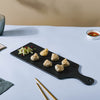 Black Long Serving Platter With Handle - Ceramic platter, serving platter, fruit platter | Plates for dining table & home decor