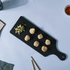 Black Long Serving Platter With Handle - Ceramic platter, serving platter, fruit platter | Plates for dining table & home decor
