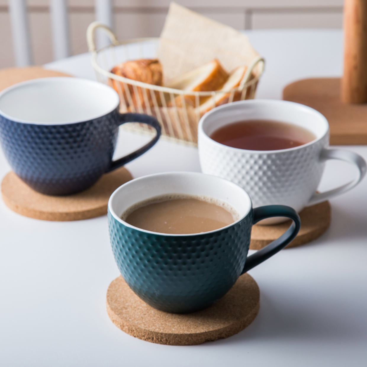 Ceramic Mug with Wooden Lid Yellow