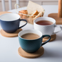 MAGNIFIQUE textured mug with coaster - Green- Mug for coffee, tea mug, cappuccino mug | Cups and Mugs for Coffee Table & Home Decor