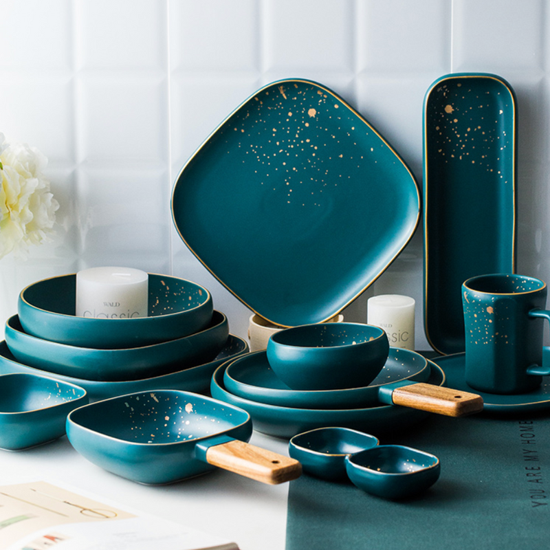 CARA 2 part bowl - midnight green - Bowl, ceramic bowl, dip bowls, chutney bowl, dip bowls ceramic | Bowls for dining table & home decor 