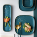 CARA long plate - midnight green - Ceramic platter, serving platter, fruit platter | Plates for dining table & home decor