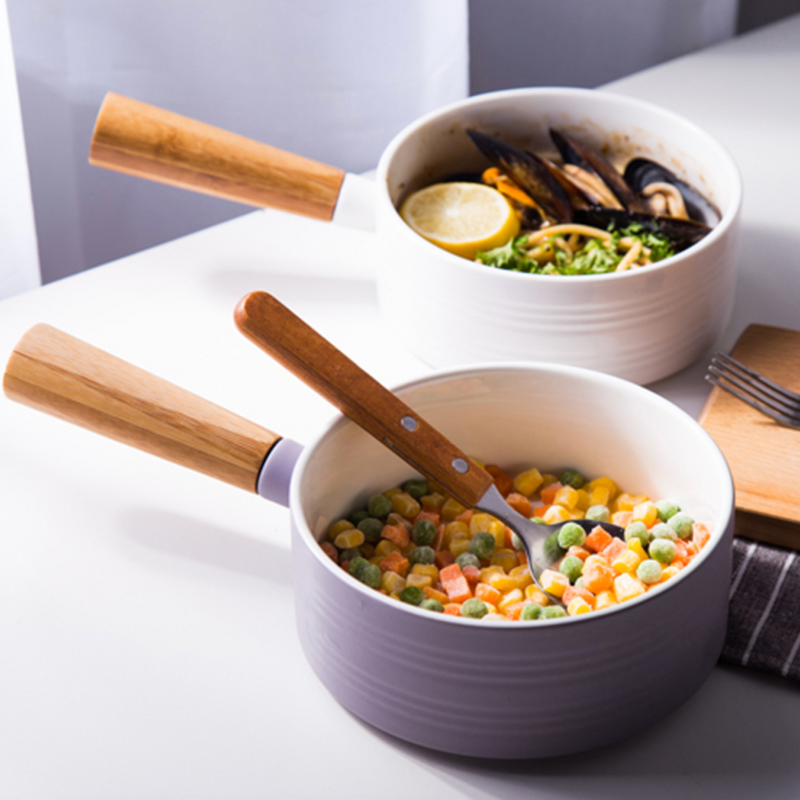 MAGNIFIQUE bowl with bamboo handle - lavender - Soup bowl, serving bowls, noodle bowl, snack bowl, popcorn bowls | Bowls for dining & home decor