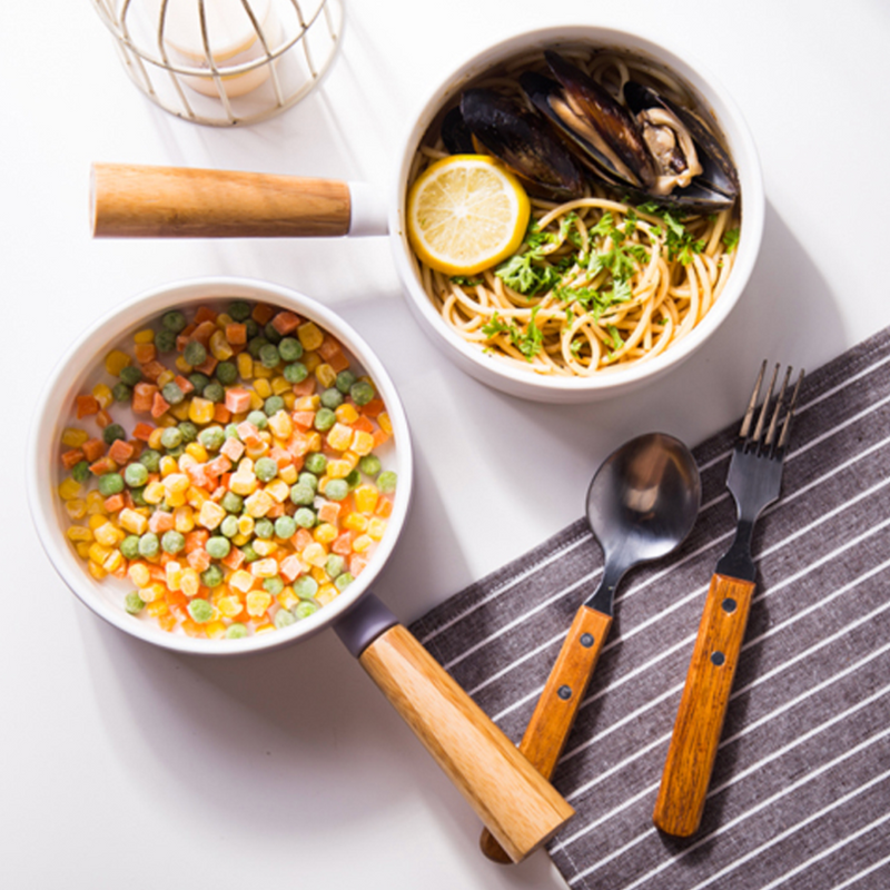 MAGNIFIQUE bowl with bamboo handle - lavender - Soup bowl, serving bowls, noodle bowl, snack bowl, popcorn bowls | Bowls for dining & home decor