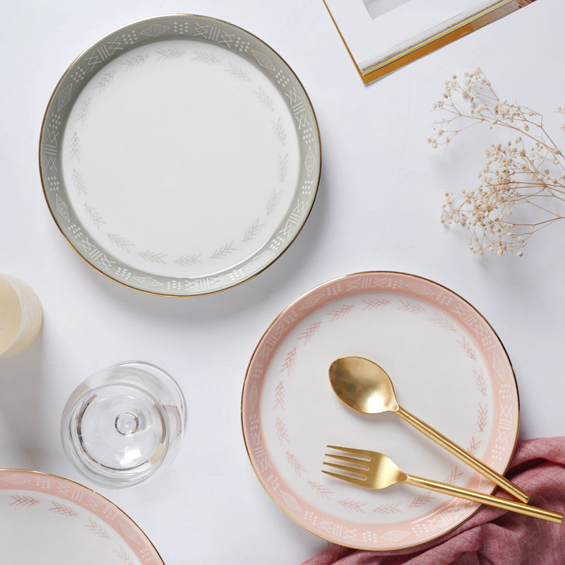 Azo Pink Grey 34 Piece Dinner Set For 6