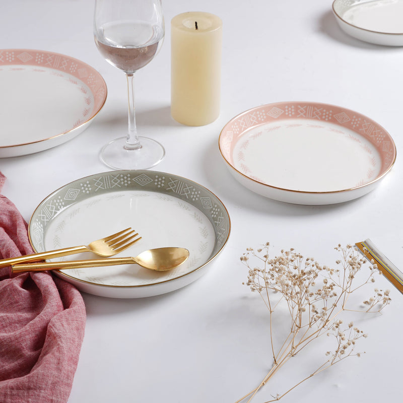 Azo Pink Grey 34 Piece Dinner Set For 6