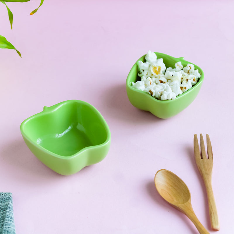 Apple Shaped Bowl Set of 2 - Bowl, ceramic bowl, snack bowls, curry bowl, popcorn bowls | Bowls for dining table & home decor